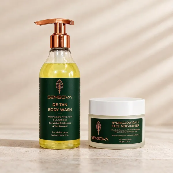 Sensova_De-Tan_Body_Wash_And_Hydraglow_Face_Moisturizer_Set