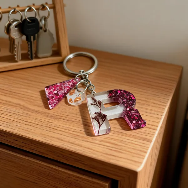 Resin_Alphabate_'R'_Keychain
(Mehroon_Glitter+Silver_Ring)