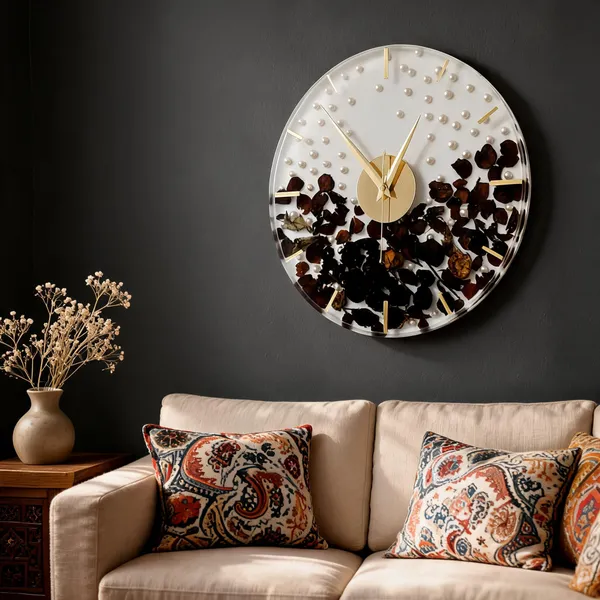 Resin_Floral_Wall_Clock_With_Preserved_Flower_Design