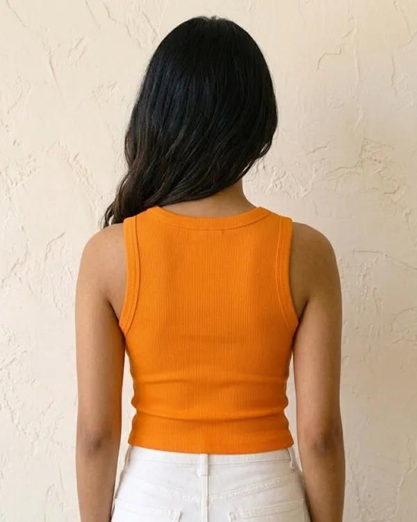 Orange_Cotton_Ribbed_Scoop_Neck_Sleeveless_Tank_Top_For_Women