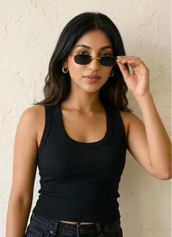 Black_Ribbed_Cotton_Scoop_Neck_Sleeveless_Tank_Top_For_Women