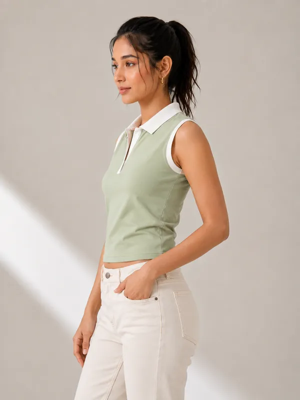 Prefit_Women_S_Premium_Baby_Tee_Polo_Top_240_Gsm_100_Cotton_Terry_Gold_Finish_Lycra_Ribbed_Collar_Placket_Sleeveless_Slim_Fit