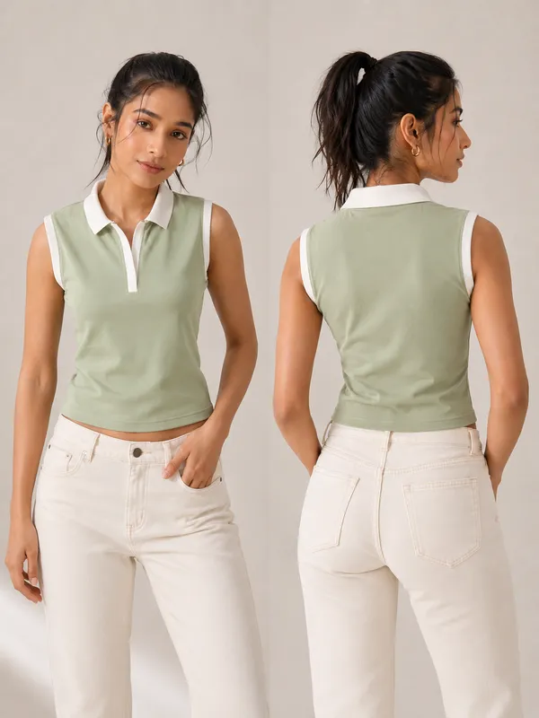 Prefit_Women_S_Premium_Baby_Tee_Polo_Top_240_Gsm_100_Cotton_Terry_Gold_Finish_Lycra_Ribbed_Collar_Placket_Sleeveless_Slim_Fit