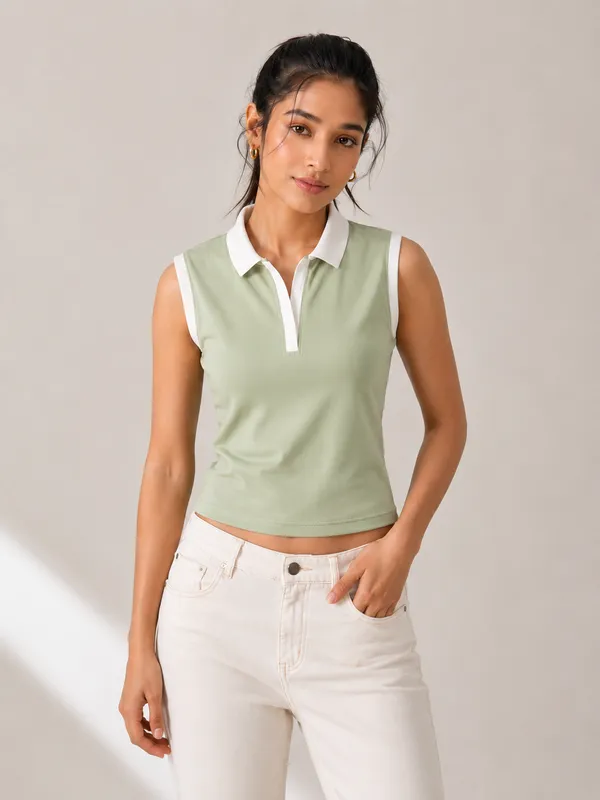 Prefit_Women_S_Premium_Baby_Tee_Polo_Top_240_Gsm_100_Cotton_Terry_Gold_Finish_Lycra_Ribbed_Collar_Placket_Sleeveless_Slim_Fit
