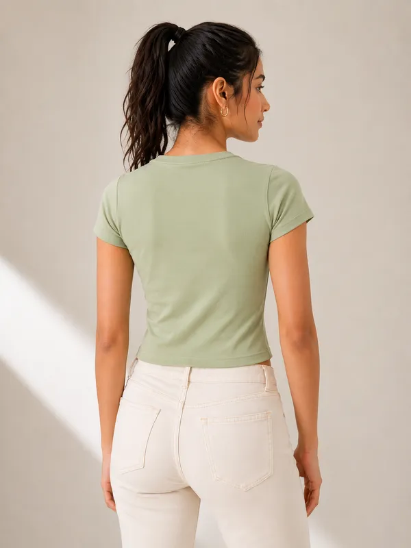 Green_Terry_Lycra_Fitted_Cropped_Baby_Tee_For_Women