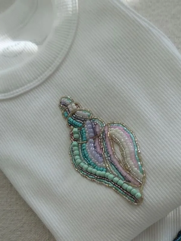 White_Ribbed_Beaded_Ocean_Embellished_Tank_Top_For_Women