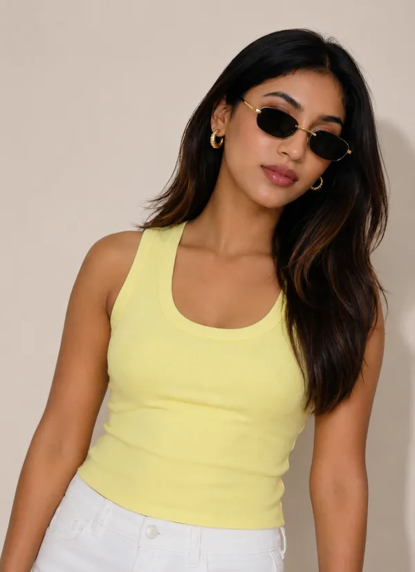 Butter_Yellow_Ribbed_Cotton_Scoop_Neck_Sleeveless_Tank_Top_For_Women