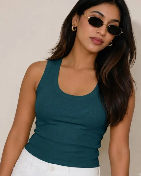 Prefit_Women_S_Premium_Ribbed_Tank_Top_Scoop_Neck_Cotton_Sleeveless_Top_Blue