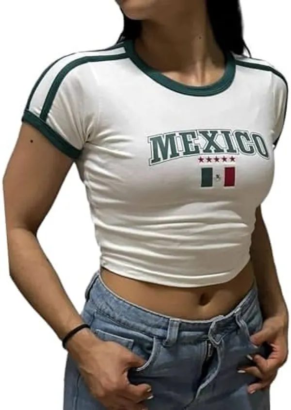 White_Cotton_Terry_Mexico_Graphic_Print_Fitted_Baby_Tee_For_Women