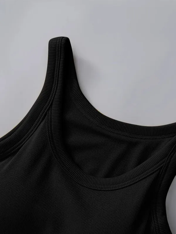 Black_Ribbed_Padded_Fitted_Tank_Top_For_Women