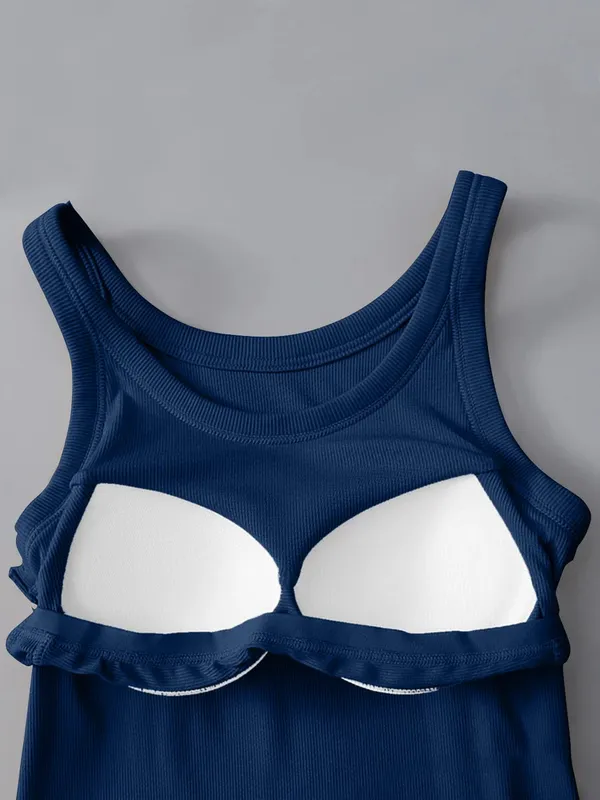 Blue_Ribbed_Padded_Fitted_Tank_Top_For_Women