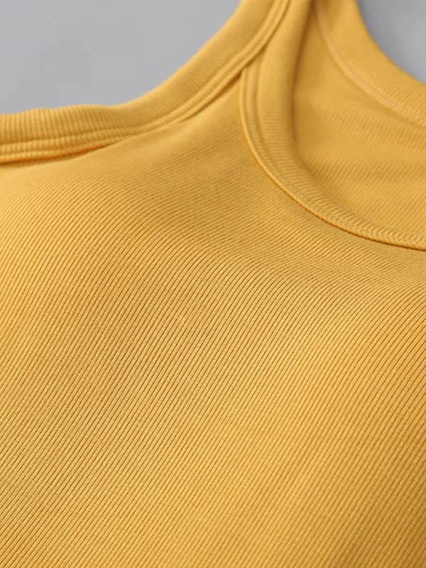 Mustard_Ribbed_Padded_Fitted_Tank_Top_For_Women