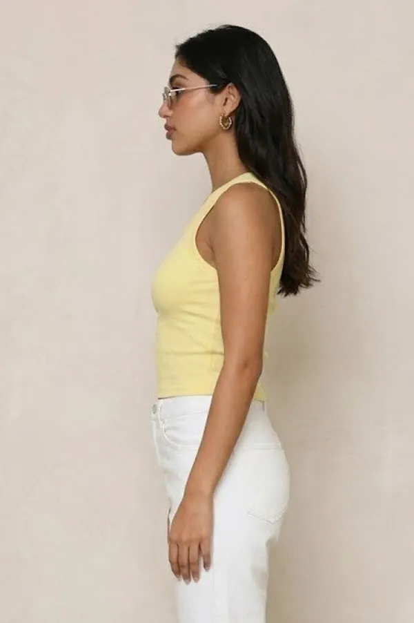 Butter_Yellow_Cotton_Ribbed_One_Shoulder_Asymmetric_Tank_Top_For_Women