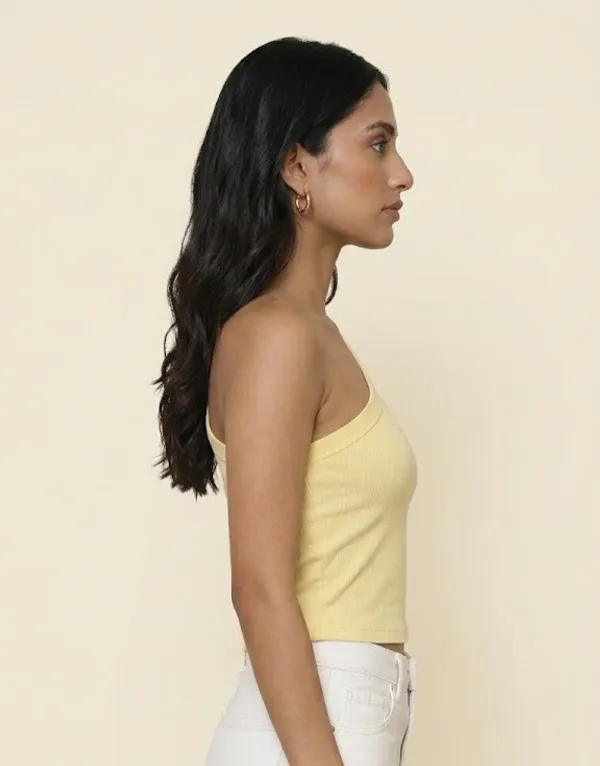 Butter_Yellow_Cotton_Ribbed_One_Shoulder_Asymmetric_Tank_Top_For_Women
