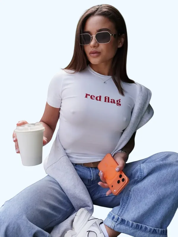 White_Cotton_Fitted_Red_Flag_Print_Baby_Tee_For_Women