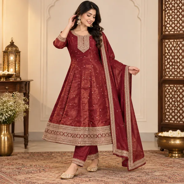 Rose_Silk_Blend_Anarkali_Suit_Set_For_Women
