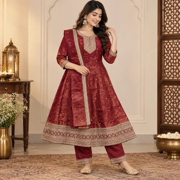 Rose_Silk_Blend_Anarkali_Suit_Set_For_Women