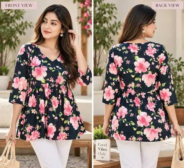 Black_Floral_Print_Flared_Tunic_Top_for_Women