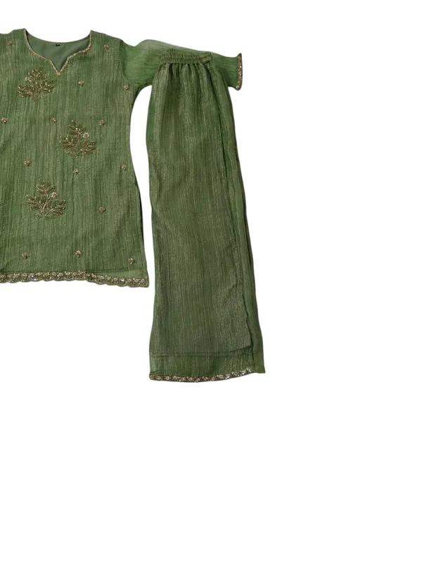 Green_Textured_Straight_Kurta_Set_For_Women
