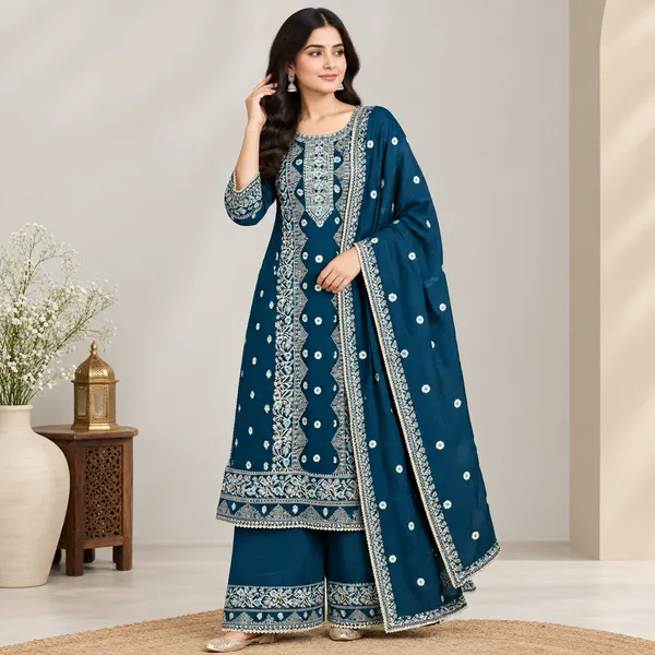Blue_Mul_Chanderi_Straight_Suit_Set_For_Women