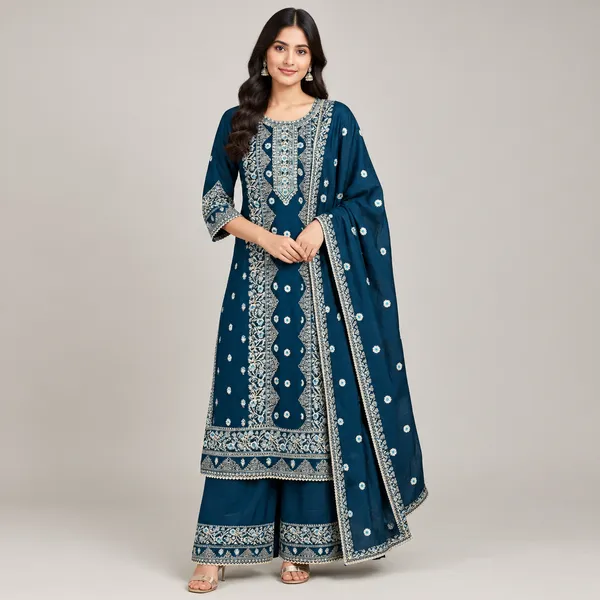 Blue_Mul_Chanderi_Straight_Suit_Set_For_Women