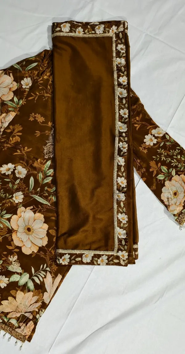 Brown_Velvet_Floral_Kurta_Set_for_Women