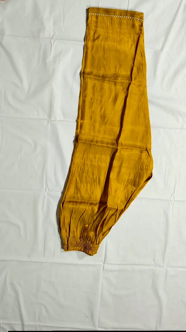 Yellow_Shiny_Fabric_Flared_Kurta_Set_for_Girls