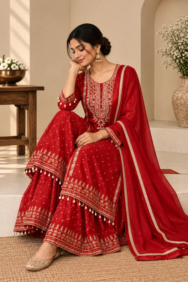 Red_Chinon_Straight_Embroidered_Kurta_Suit_Set_For_Women