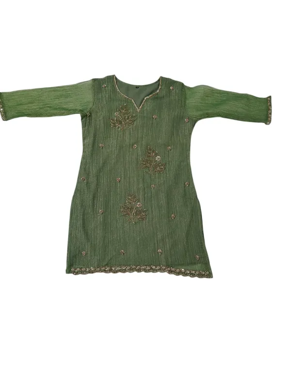 Green_Textured_Straight_Kurta_Set_For_Women