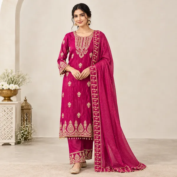 Magenta_Chinon_Straight_Embroidered_Kurta__Farsi_Suit_Set_For_Women