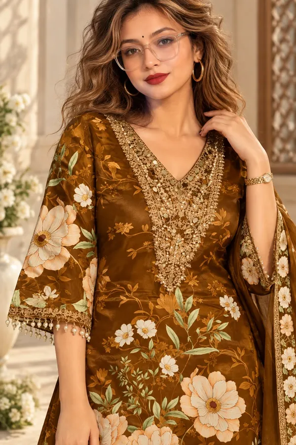 Mehandi_green__Viscose_Crepe_Straight_Floral_Print_Kurta_Suit_Set_For_Women