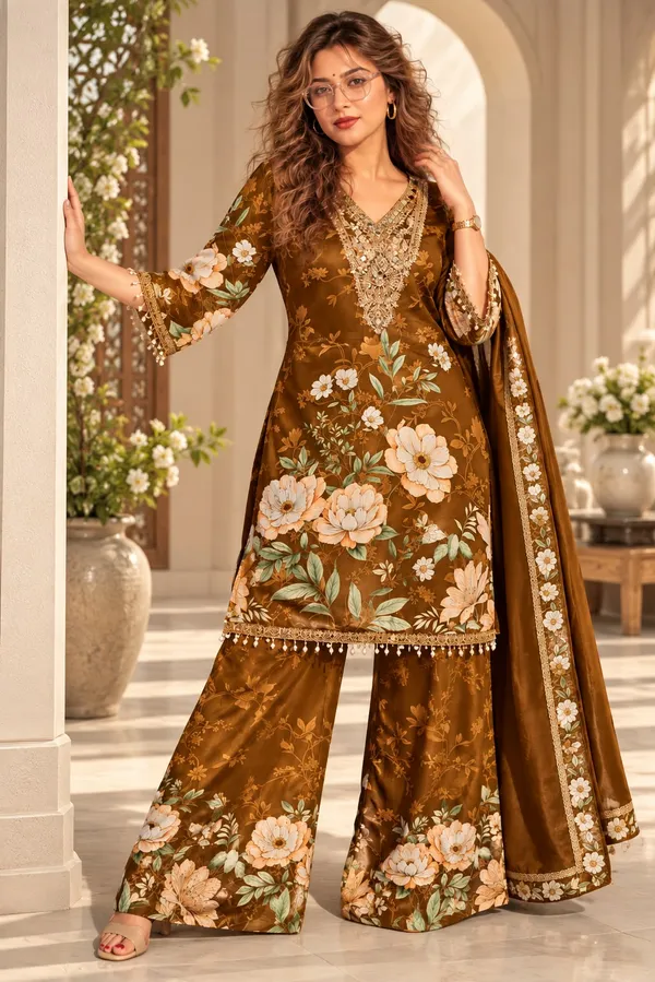 Mehandi_green__Viscose_Crepe_Straight_Floral_Print_Kurta_Suit_Set_For_Women