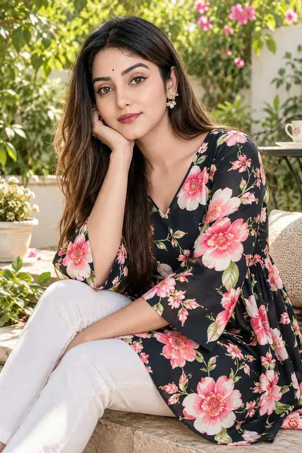 Black_Floral_Print_Flared_Tunic_Top_for_Women