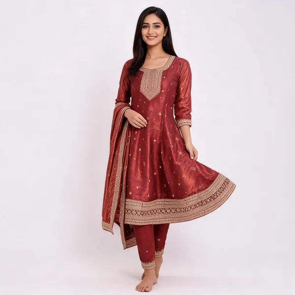 Rose_Silk_Blend_Anarkali_Suit_Set_For_Women