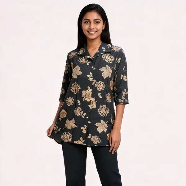 Black_Rayon_Floral_Print_Straight_Collared_Tunic_For_Women