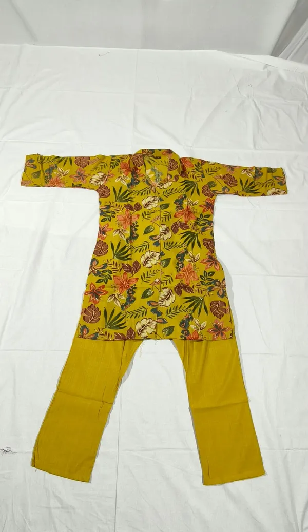Yellow_Floral_Print_Ethnic_Kurta_Set_for_Girls