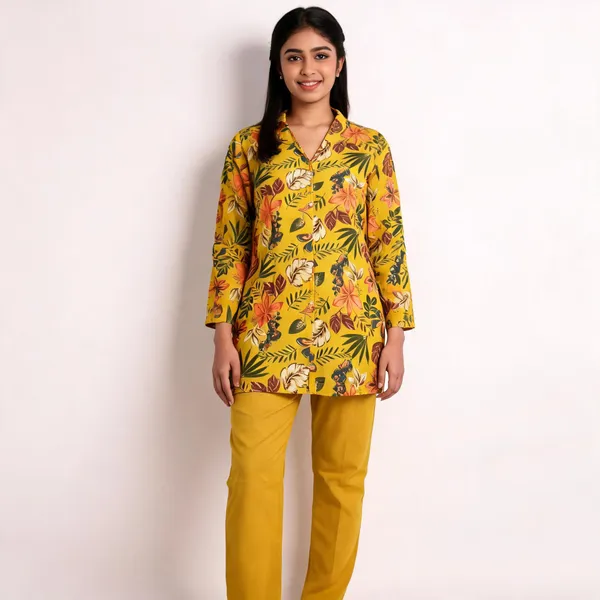 Yellow_Rayon_Floral_Print_Straight_Kurta_Suit_Set_For_Girls