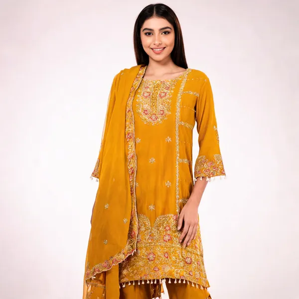 Mustard_Chinon_Straight_Embroidered_Kurta_Dupatta_Set_For_Women