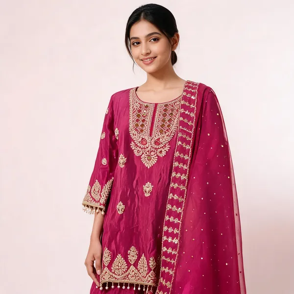 Magenta_Chinon_Straight_Embroidered_Kurta_Suit_Set_For_Women