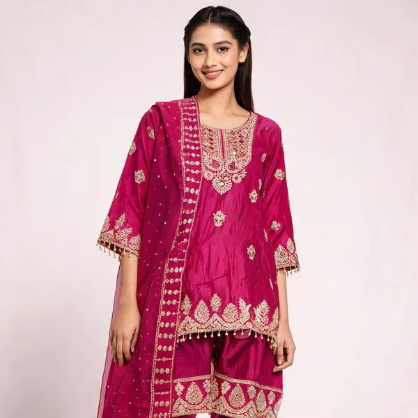 Magenta_Chinon_Straight_Embroidered_Kurta_Suit_Set_For_Women