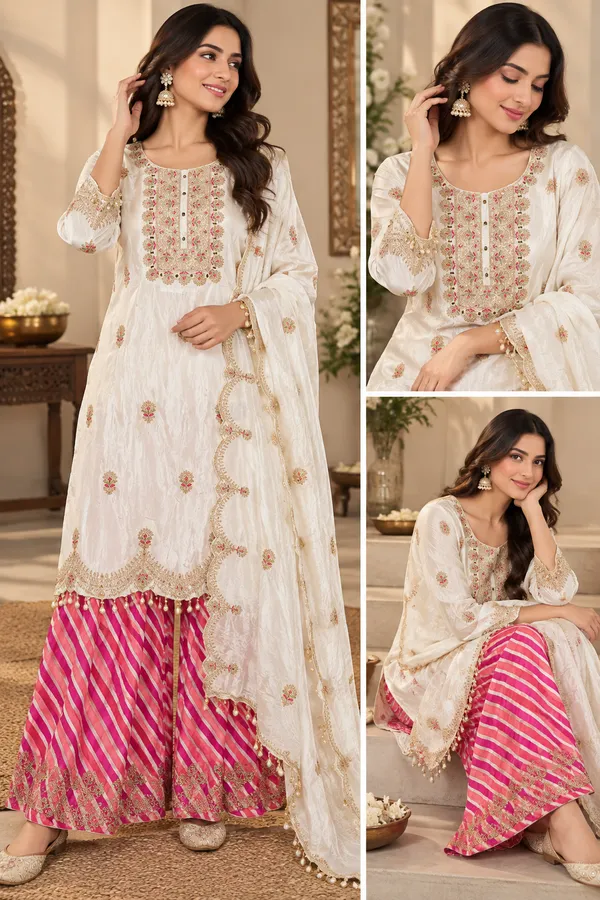 Pink_White_Chinon_Flared_Printed_Sharara_Suit_Set_For_Women