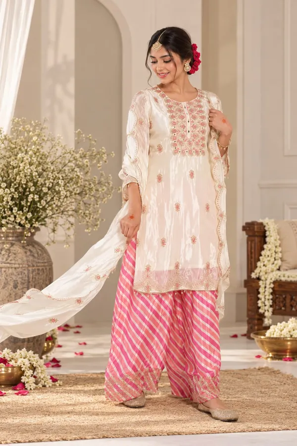 Pink_White_Chinon_Flared_Printed_Sharara_Suit_Set_For_Women
