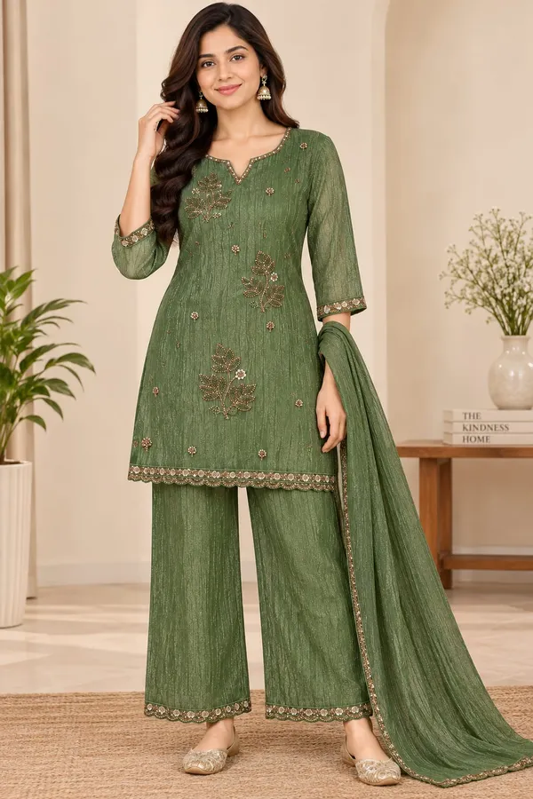 Green_Salsa_Textured_Straight_Kurta_Suit_Set_For_Women