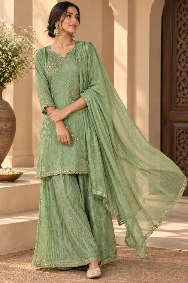 Green_Salsa_Textured_Straight_Kurta_Suit_Set_For_Women