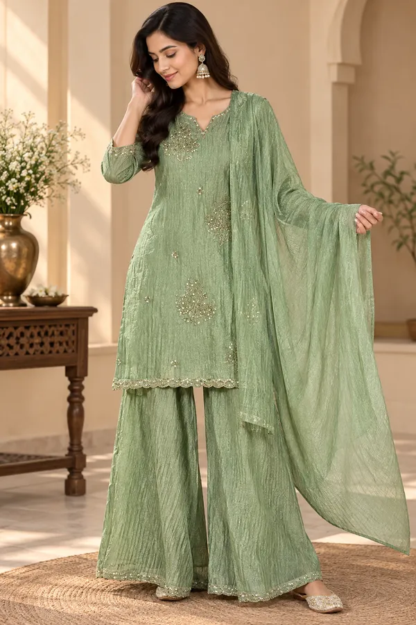Green_Salsa_Textured_Straight_Kurta_Suit_Set_For_Women