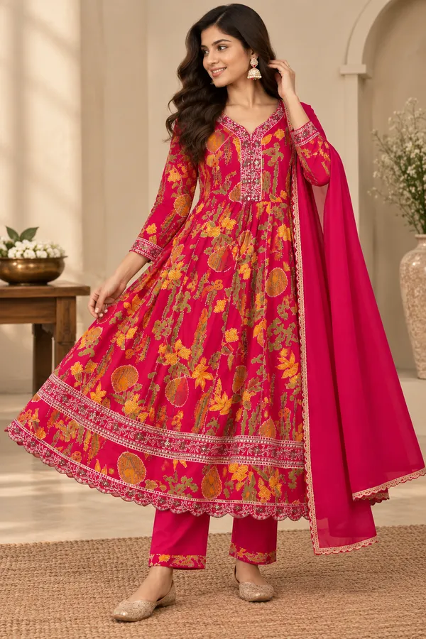 Red_Cotton_Printed_Straight_Kurta_Suit_Set_For_Women