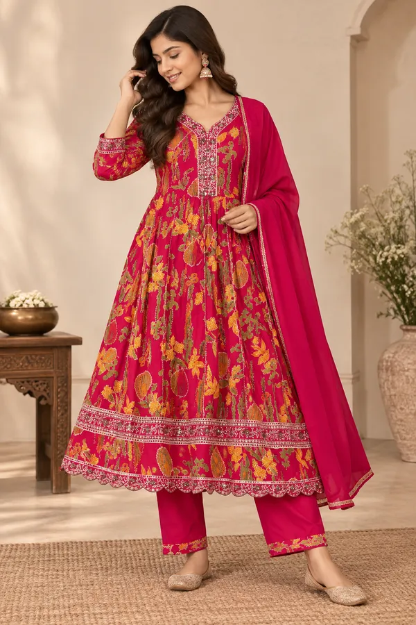 Red_Cotton_Printed_Straight_Kurta_Suit_Set_For_Women