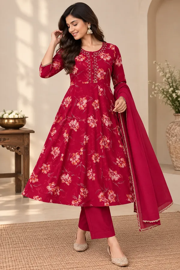 Red_Chiffon_Gold_Trim_Dupatta_For_Women