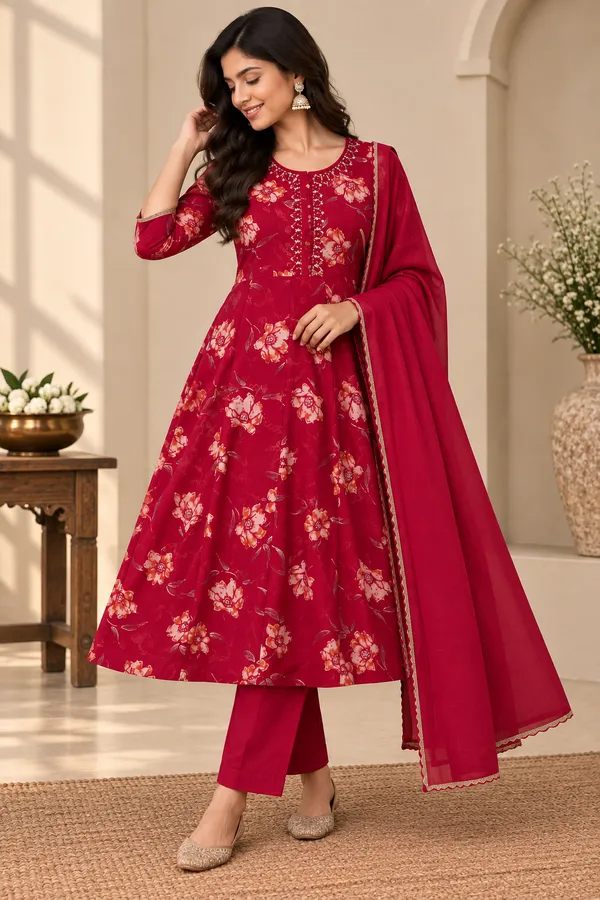 Red_Chiffon_Gold_Trim_Dupatta_For_Women