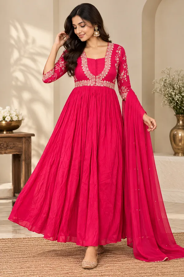 Pink_Chinon_Flared_Embroidered_Gown_For_Women